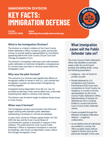Thumbnail of "Key Facts: Immigration Defense" PDF