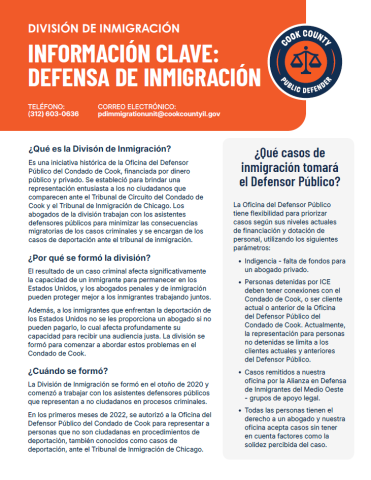 Thumbnail of "Información Clave: Defensa de Inmigración" PDF